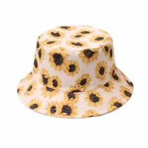 Sunflower Bucket Hat - Beige/Yellow/Brown -Small/Med - NWT